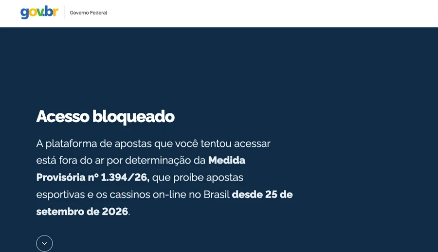 Página do governo devolvida no lugar do site do operador